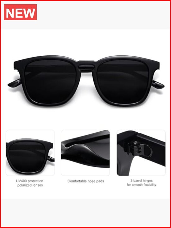 Polarized Square Sunglasses with UV400 Protection – Classic Vintage Style Shades main image 5